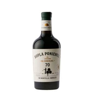 Botella de Sopla Poniente "El Coscojal", Pedro Ximénez Viejísimo con 70 años de crianza oxidativa en sistema de solera, D.O. Montilla-Moriles.