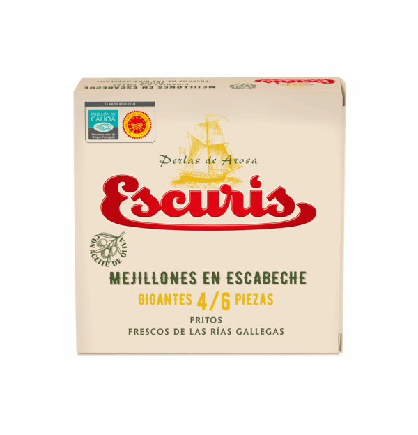 Mejillones 4/6 de la marca Escurís en escabeche suave